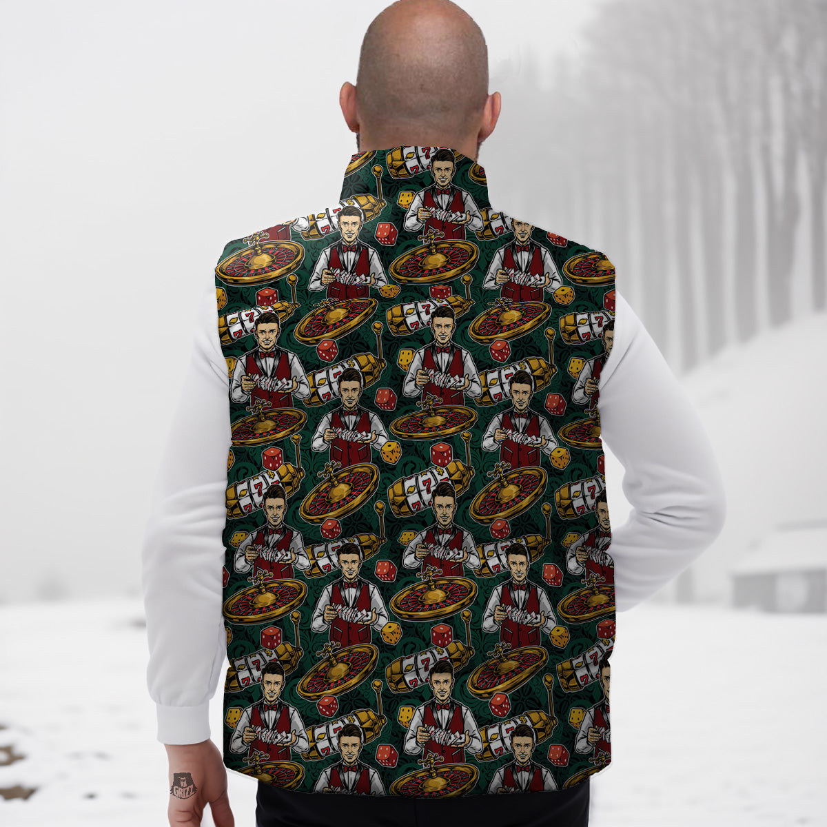 Fairy Pattern Print Down Vest-grizzshop