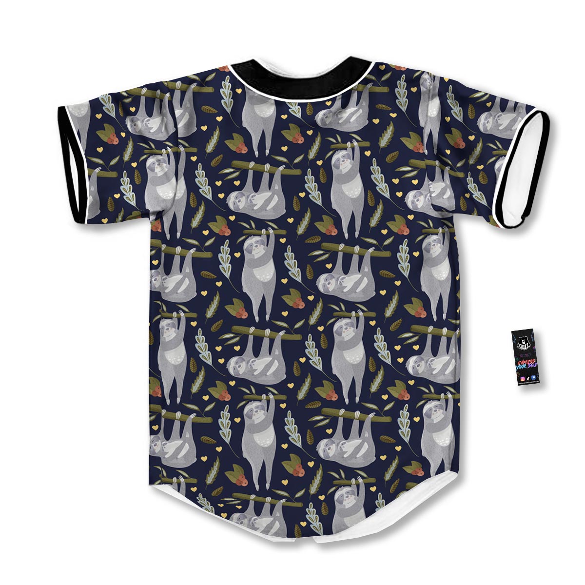 Family Sloth Print Pattern Baseball Jersey-grizzshop