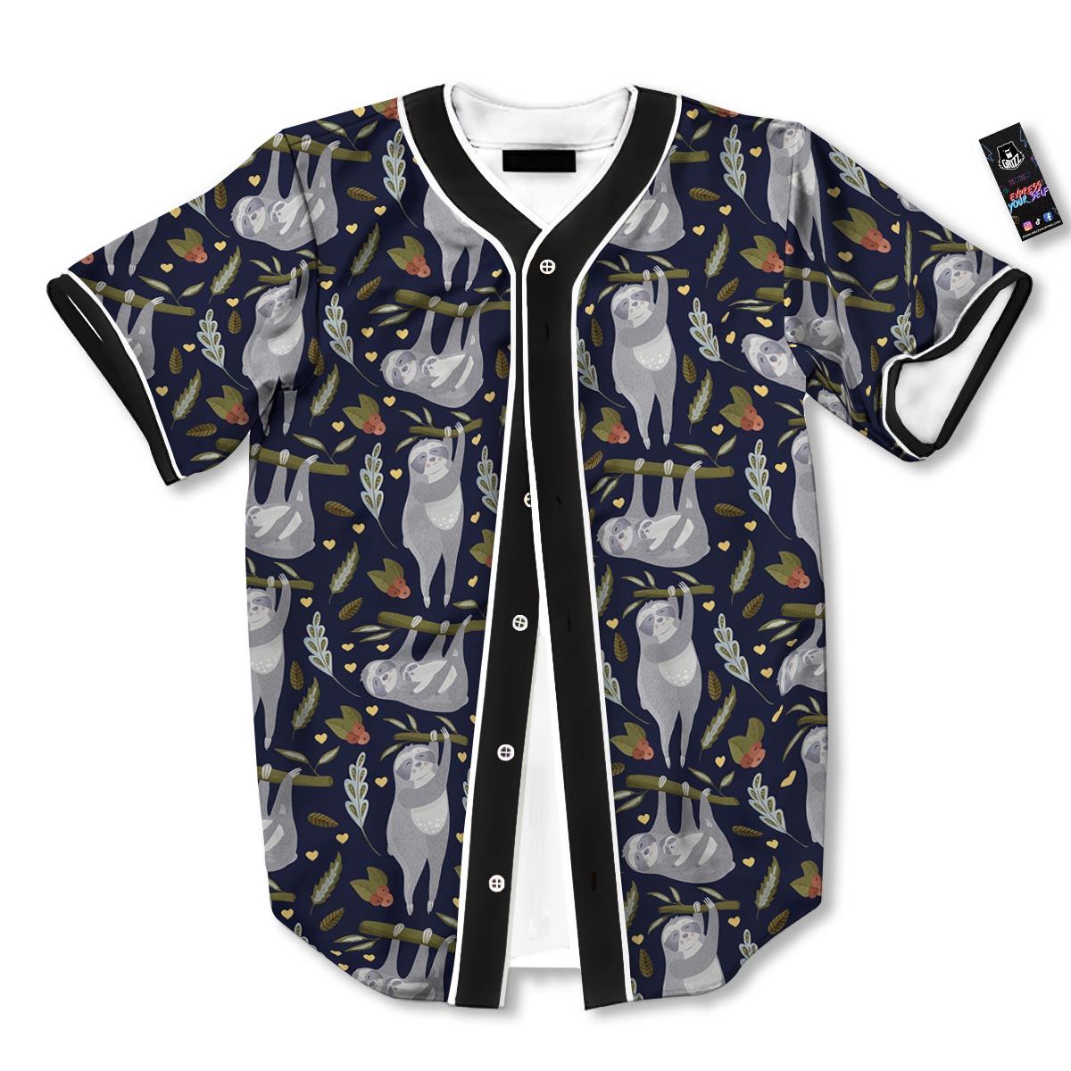Family Sloth Print Pattern Baseball Jersey-grizzshop