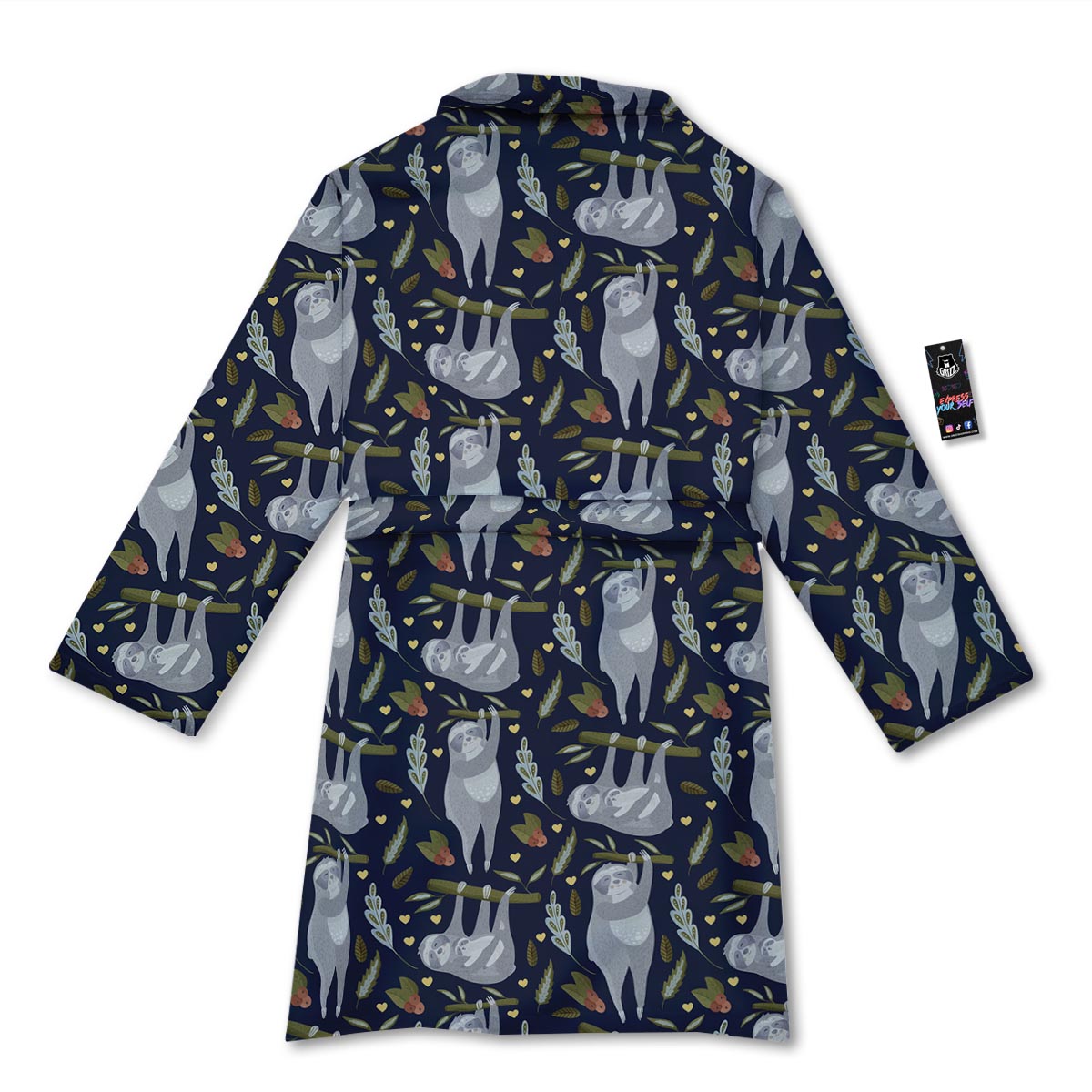 Family Sloth Print Pattern Bathrobe-grizzshop