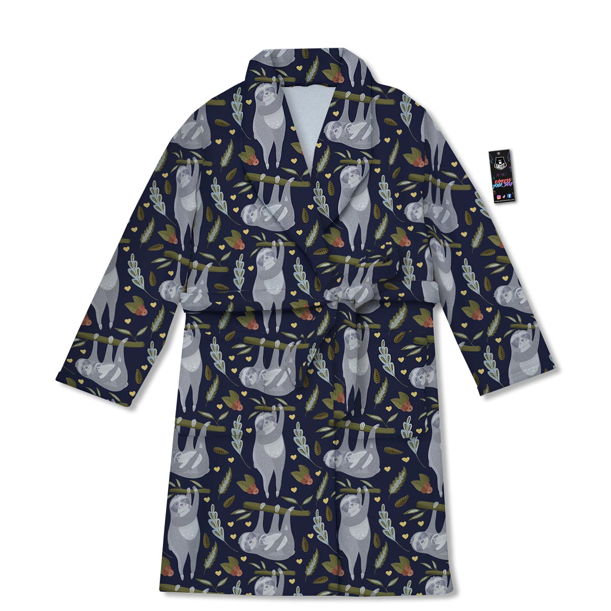 Family Sloth Print Pattern Bathrobe-grizzshop