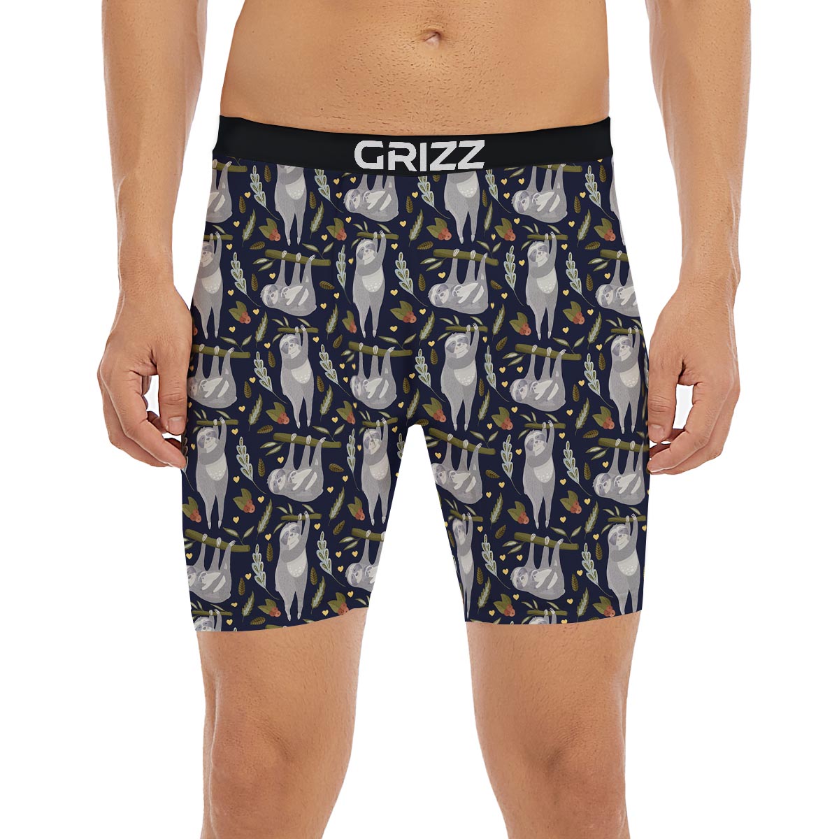Family Sloth Print Pattern Boxer Briefs-grizzshop