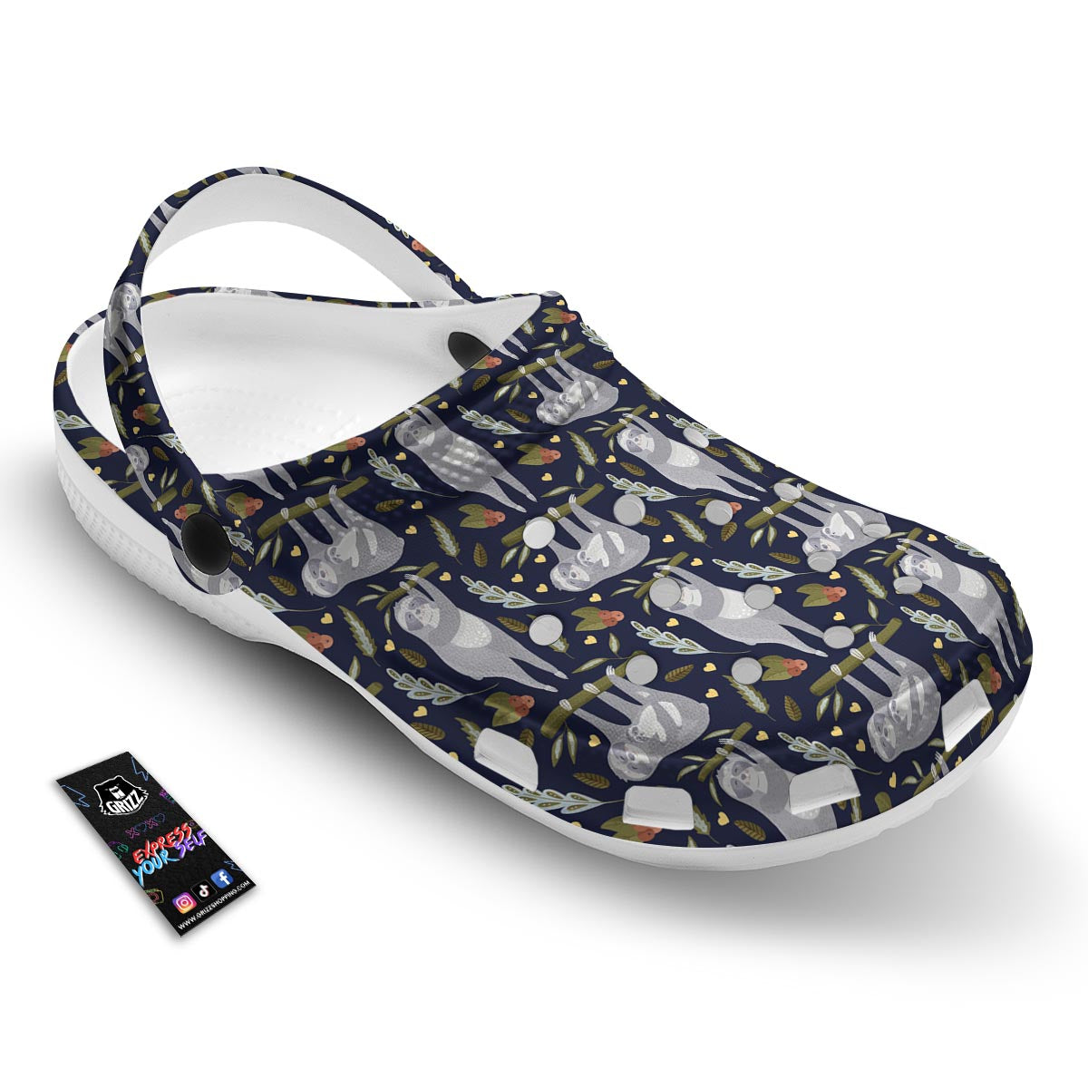 Family Sloth Print Pattern Clog-grizzshop