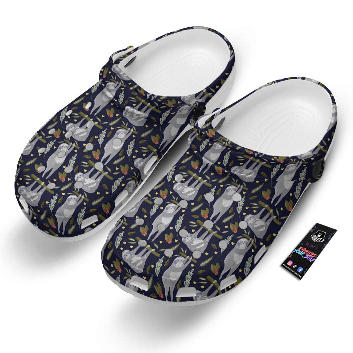 Family Sloth Print Pattern Clog-grizzshop