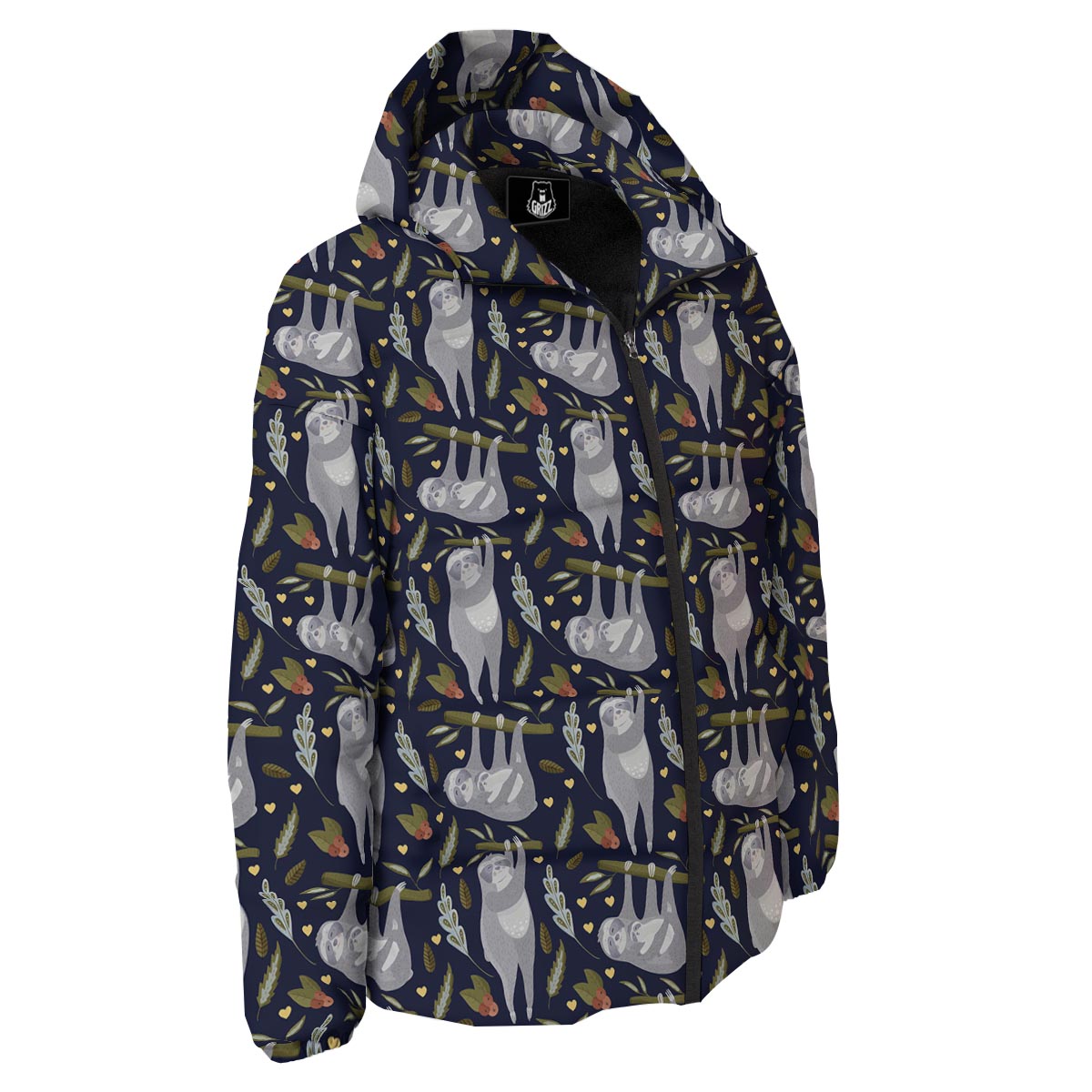 Family Sloth Print Pattern Down Jacket-grizzshop