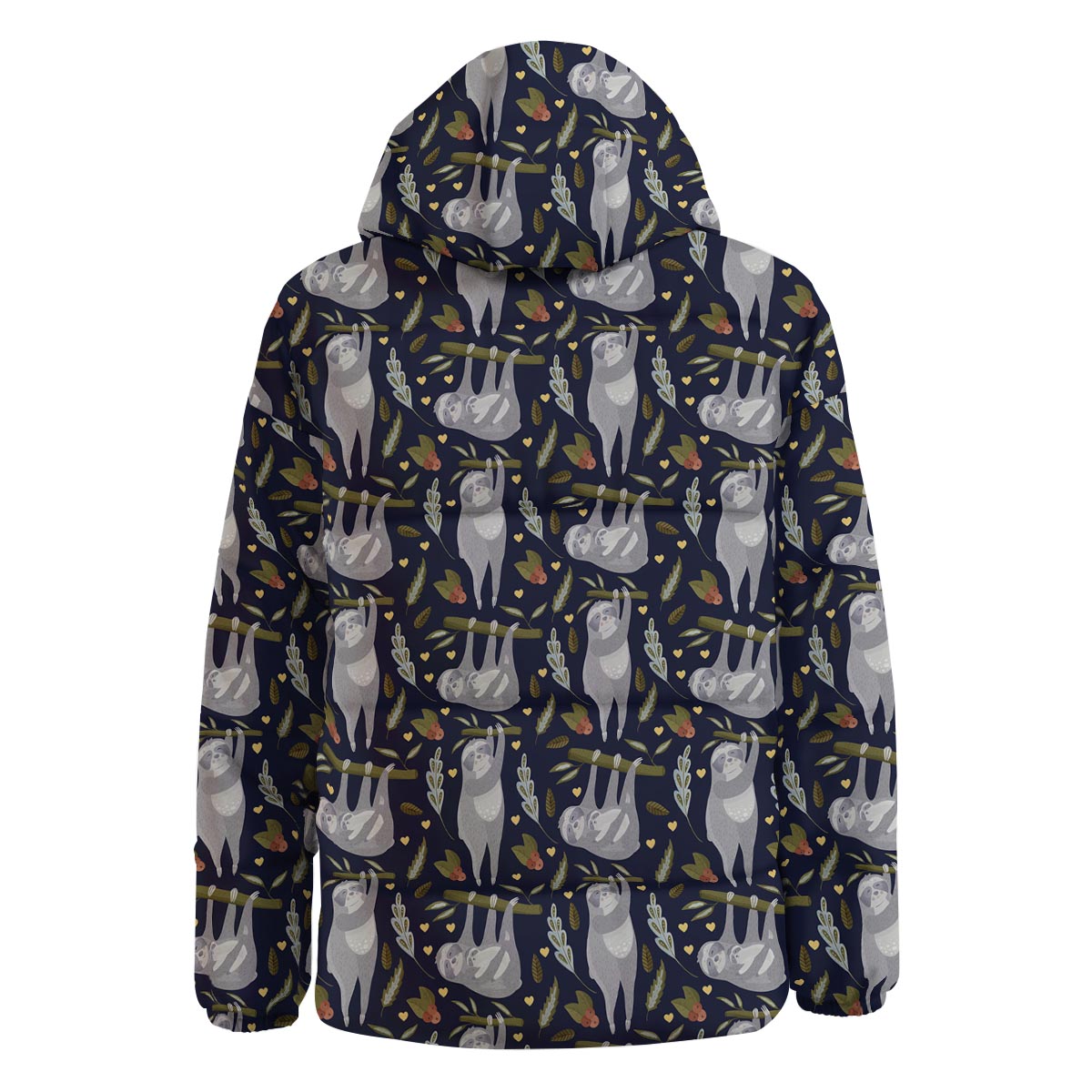 Family Sloth Print Pattern Down Jacket-grizzshop
