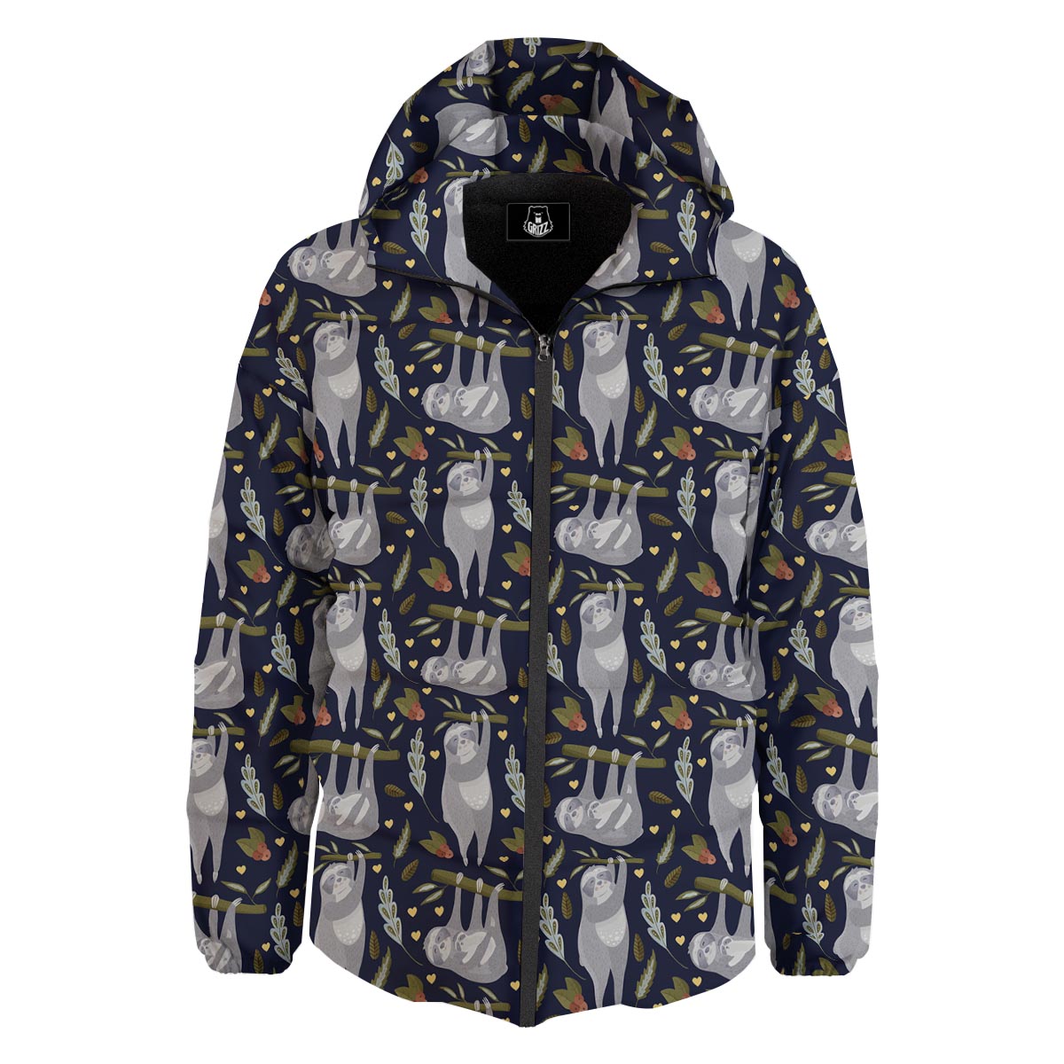 Family Sloth Print Pattern Down Jacket-grizzshop