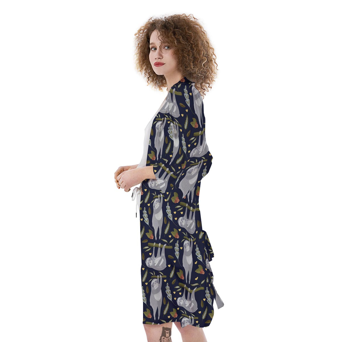 Family Sloth Print Pattern Kimono-grizzshop