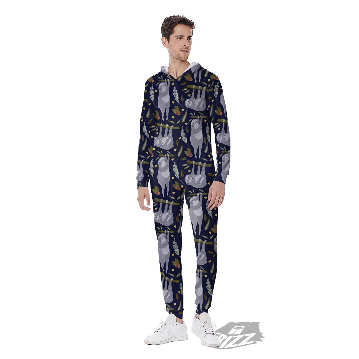Family Sloth Print Pattern Men's Jumpsuit-grizzshop