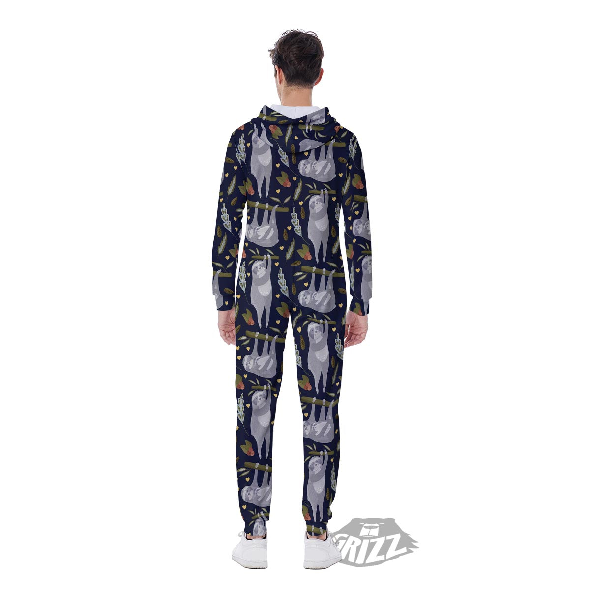 Family Sloth Print Pattern Men's Jumpsuit-grizzshop