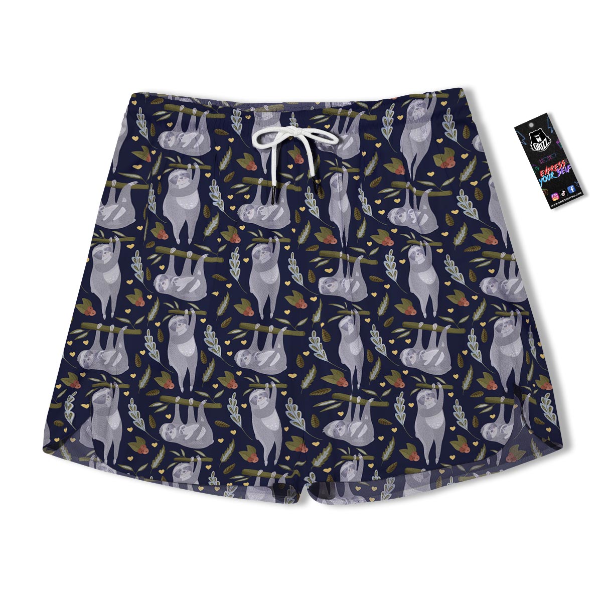 Family Sloth Print Pattern Men's Running Shorts-grizzshop