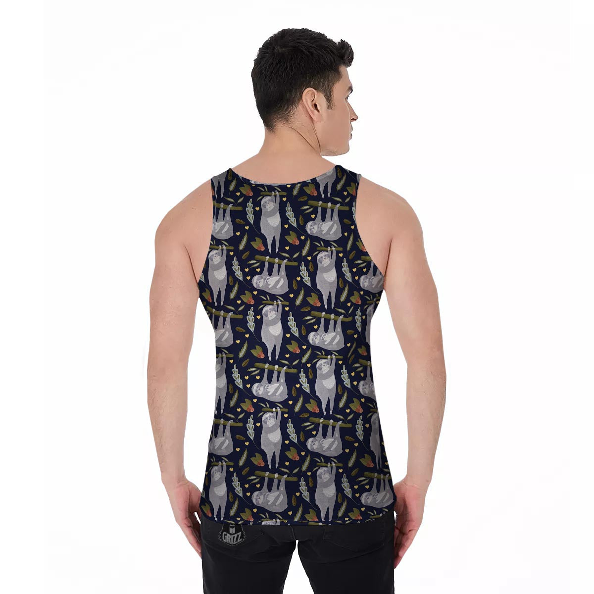 Family Sloth Print Pattern Men's Tank Top-grizzshop
