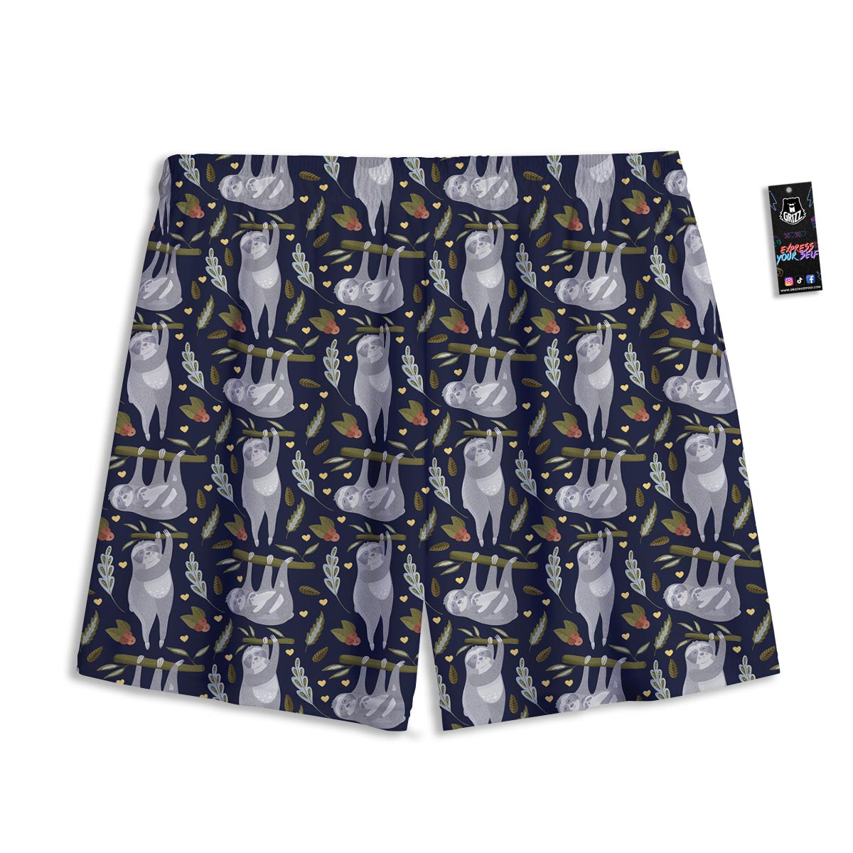 Family Sloth Print Pattern Mesh Shorts