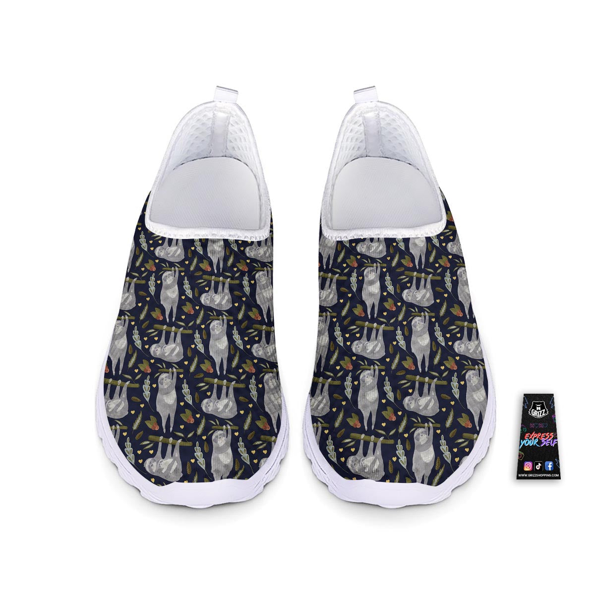 Family Sloth Print Pattern Nurse Shoes-grizzshop