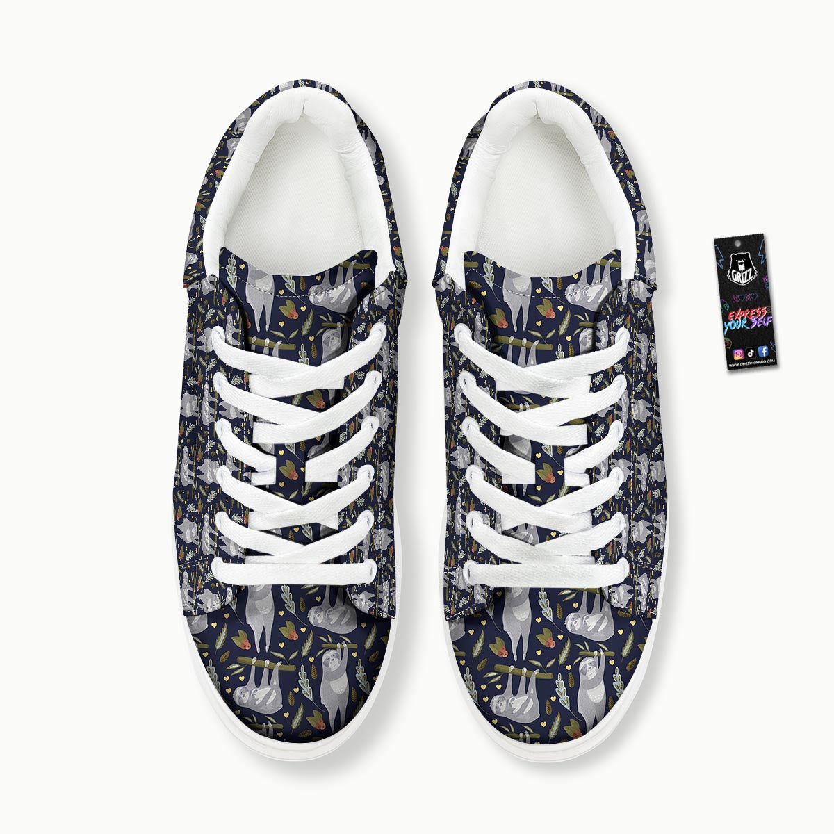 Family Sloth Print Pattern Platform Shoes-grizzshop