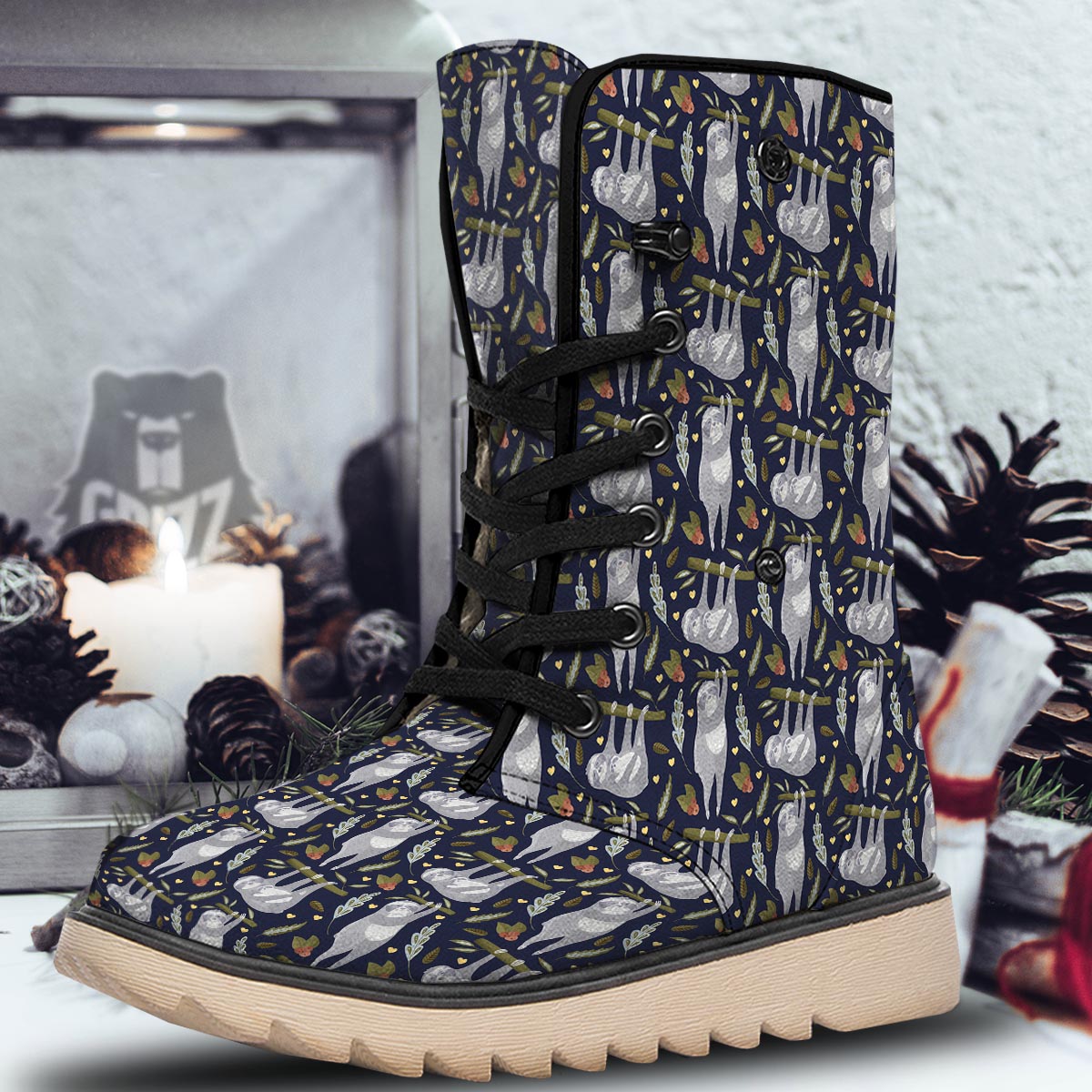Family Sloth Print Pattern Snow Boots-grizzshop