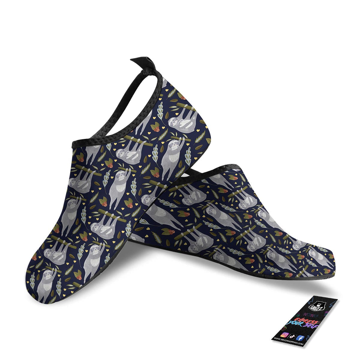 Family Sloth Print Pattern Water Shoes-grizzshop