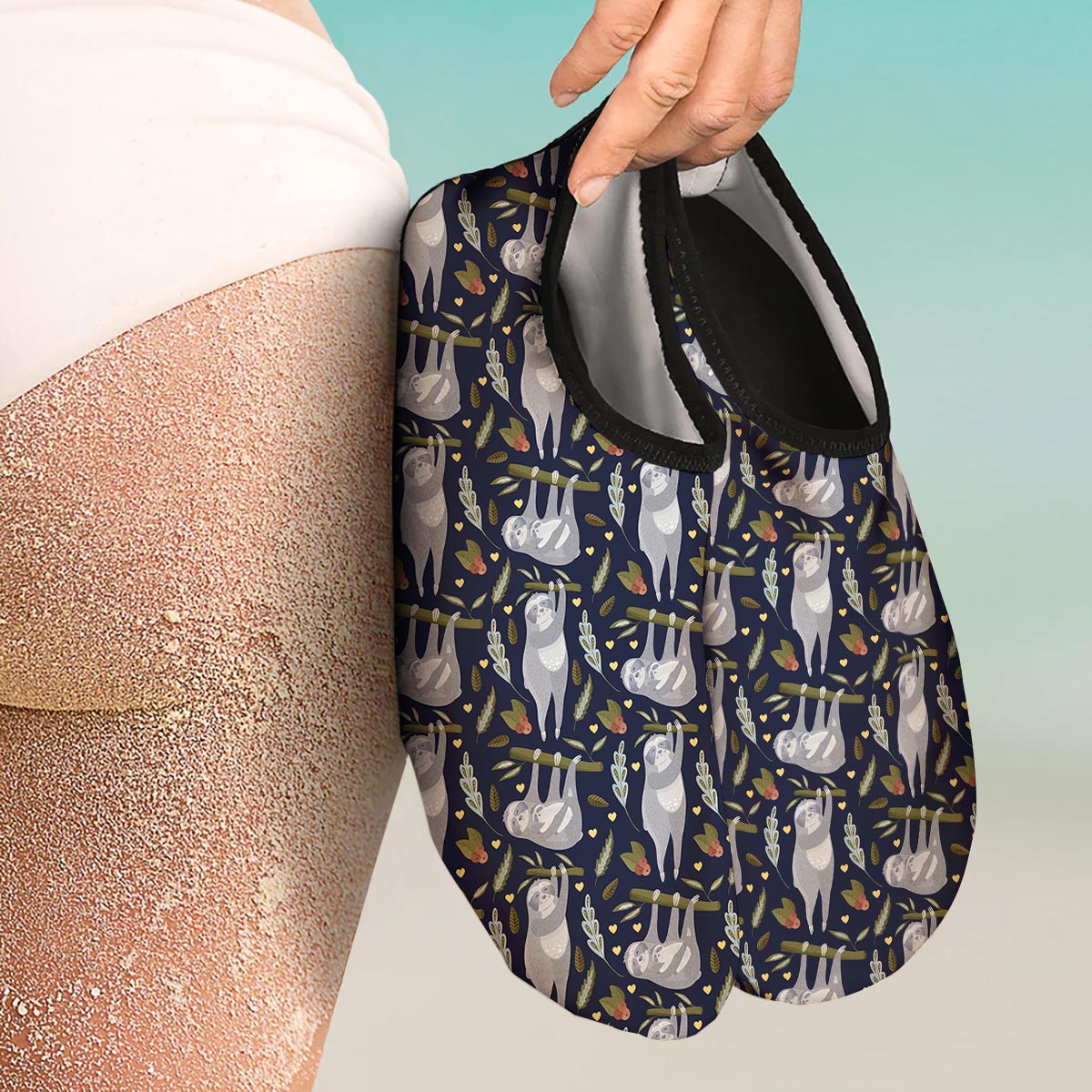 Family Sloth Print Pattern Water Shoes-grizzshop