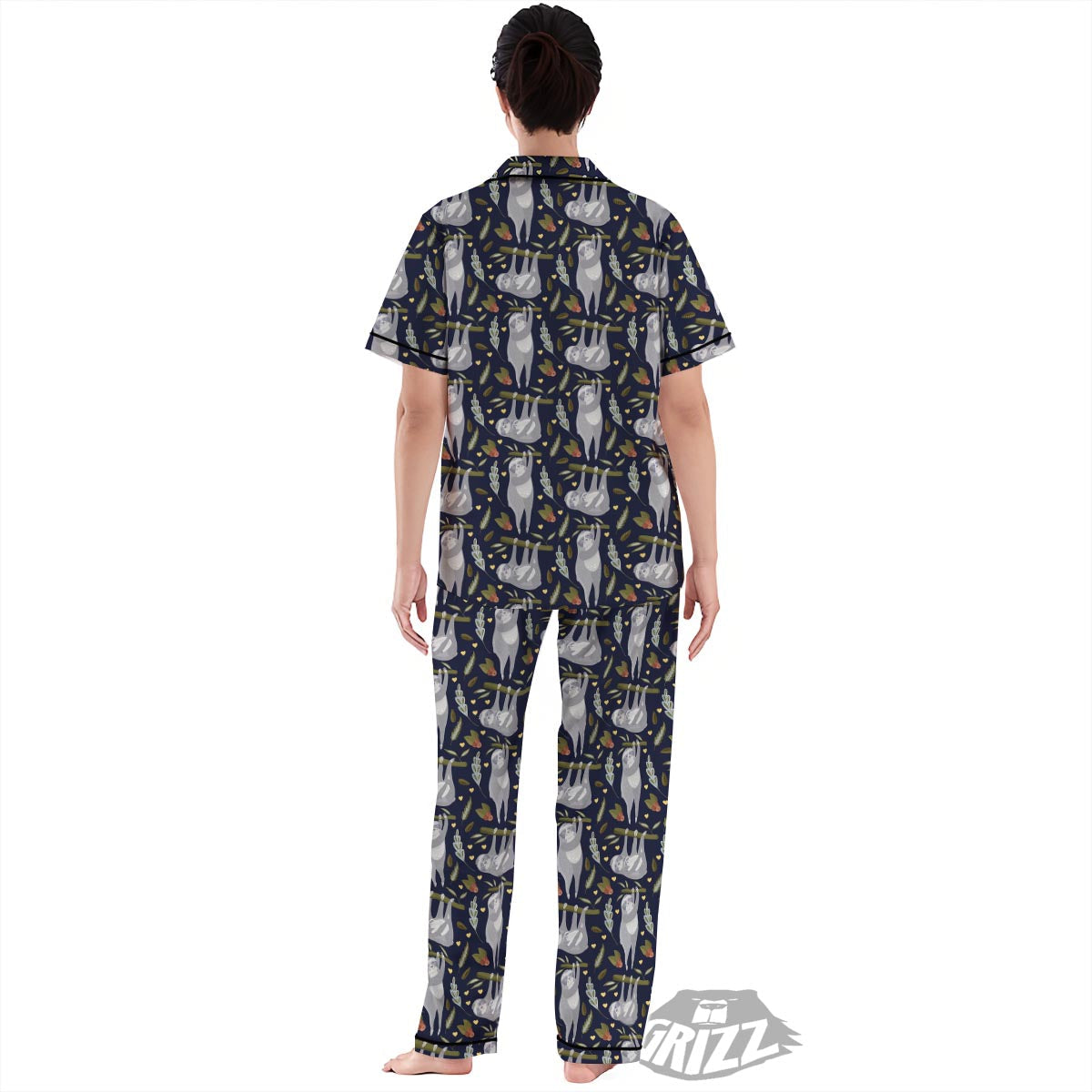 Family Sloth Print Pattern Women's Pajamas Set-grizzshop