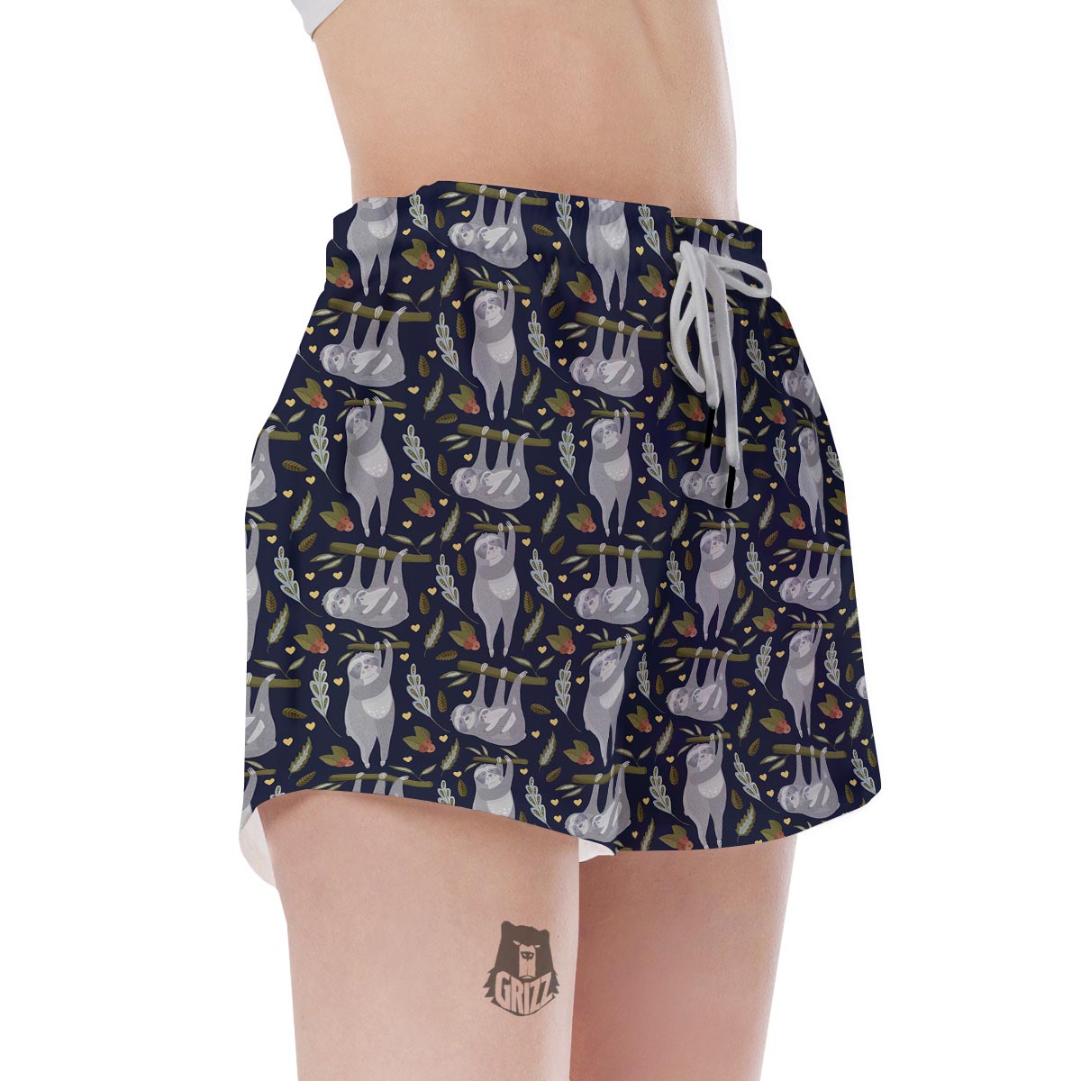 Family Sloth Print Pattern Women's Shorts-grizzshop