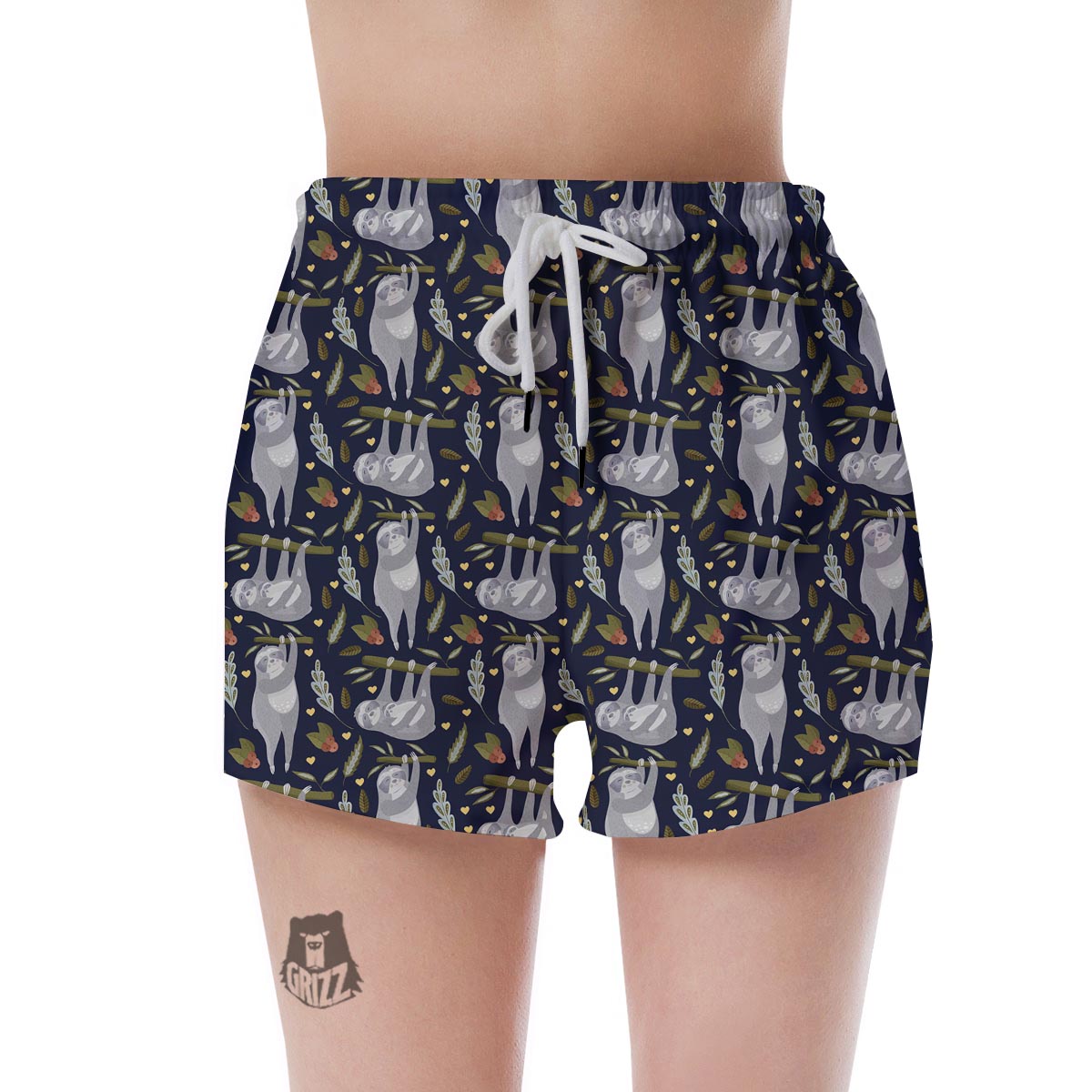 Family Sloth Print Pattern Women's Shorts-grizzshop