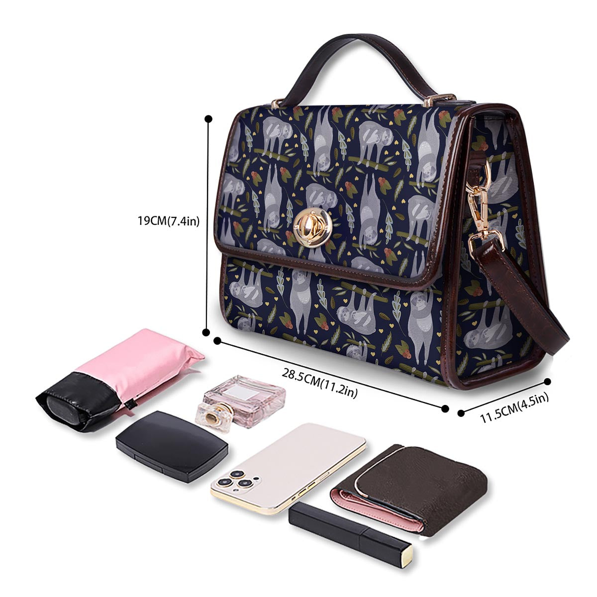 Family Sloth Print Pattern Women's Satchel Bag