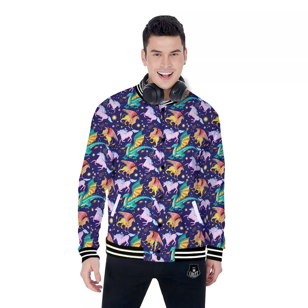 Fantastic Beasts Print Pattern Baseball Jacket-grizzshop