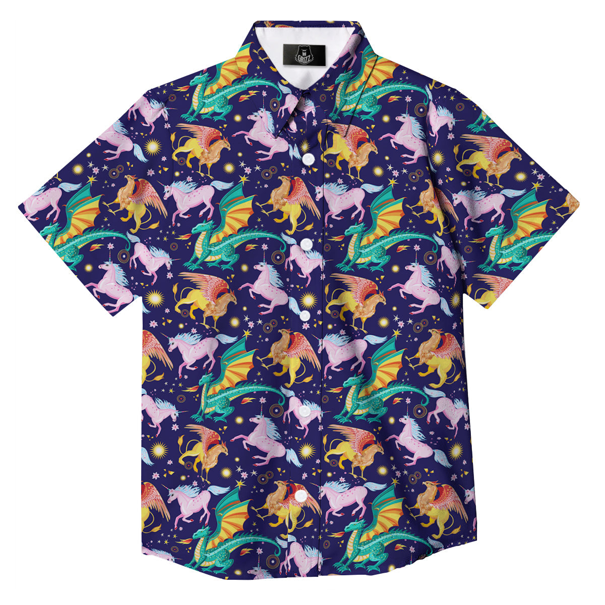 Fantastic Beasts Print Pattern Button Up Shirt-grizzshop