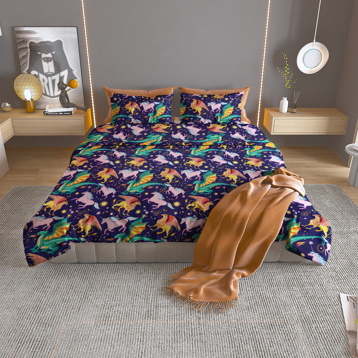 Fantastic Beasts Print Pattern Duvet Cover Bedding Set-grizzshop