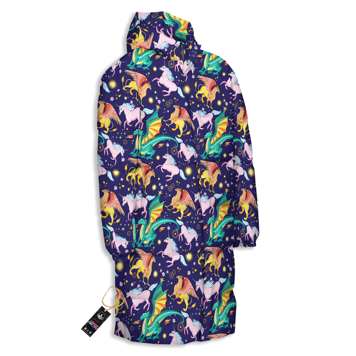Fantastic Beasts Print Pattern Long Down Jacket-grizzshop