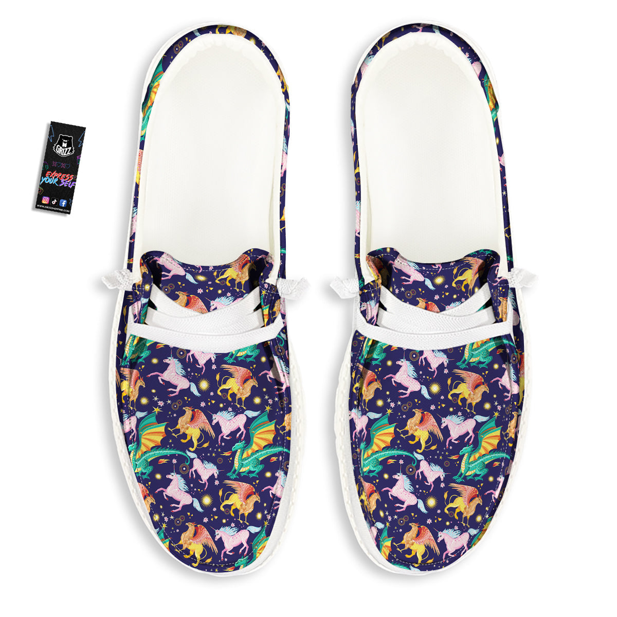 Fantastic Beasts Print Pattern White Loafers-grizzshop