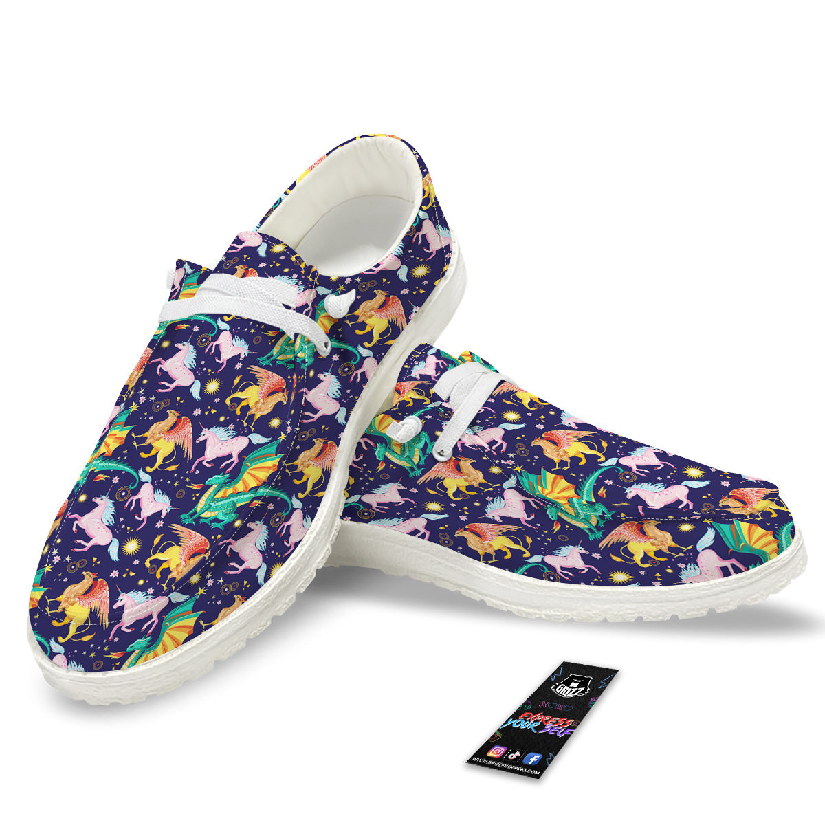 Fantastic Beasts Print Pattern White Loafers-grizzshop