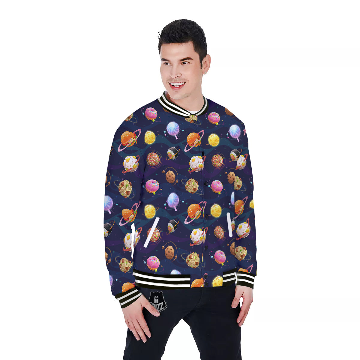 Fantasy Food Planets Print Pattern Baseball Jacket-grizzshop