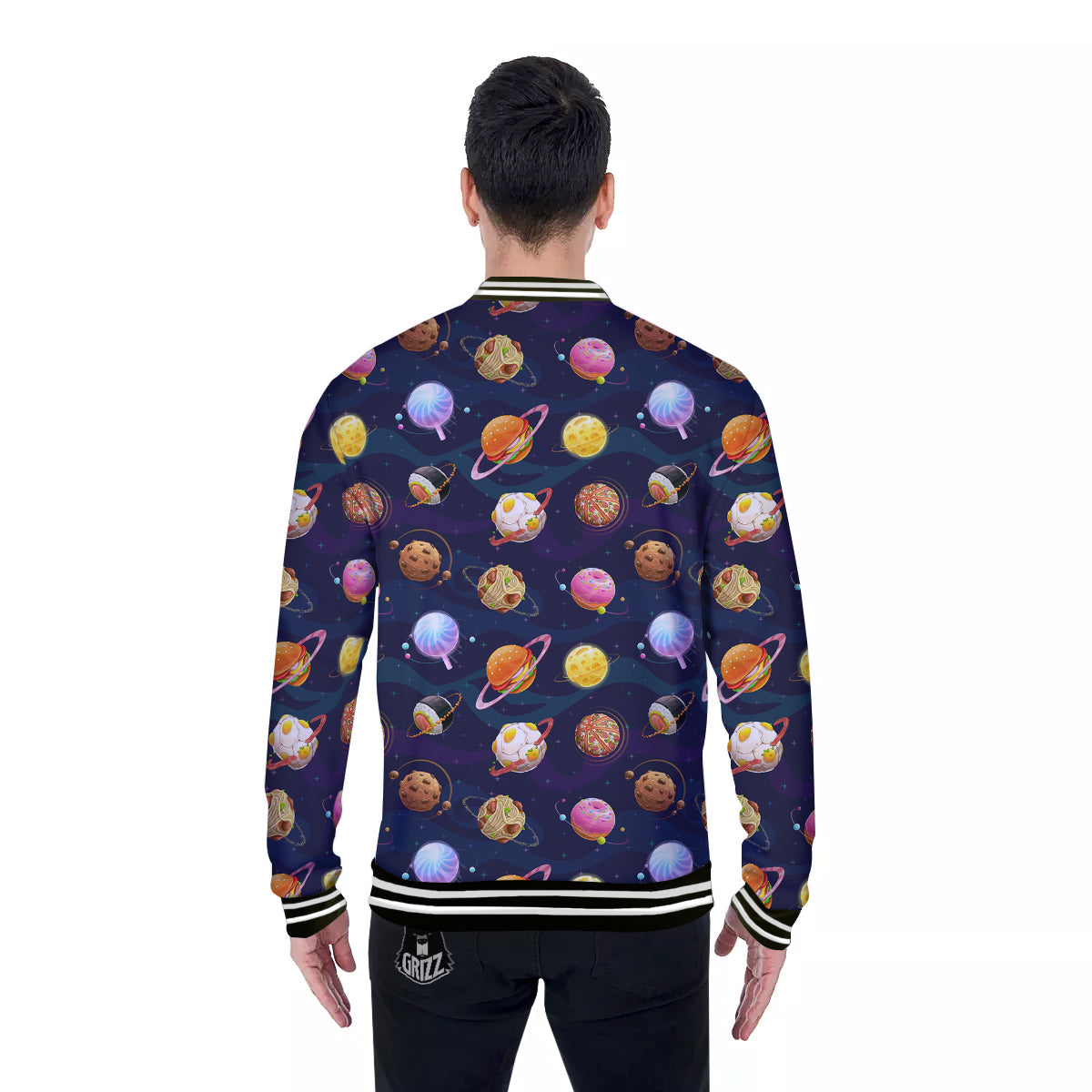 Fantasy Food Planets Print Pattern Baseball Jacket-grizzshop