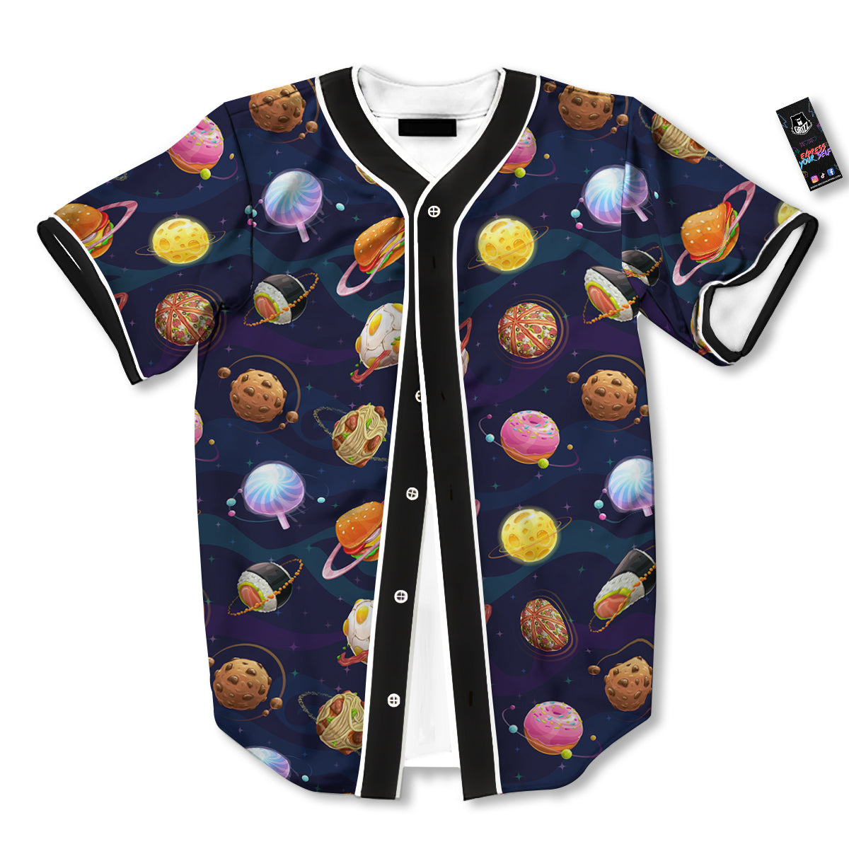Fantasy Food Planets Print Pattern Baseball Jersey-grizzshop