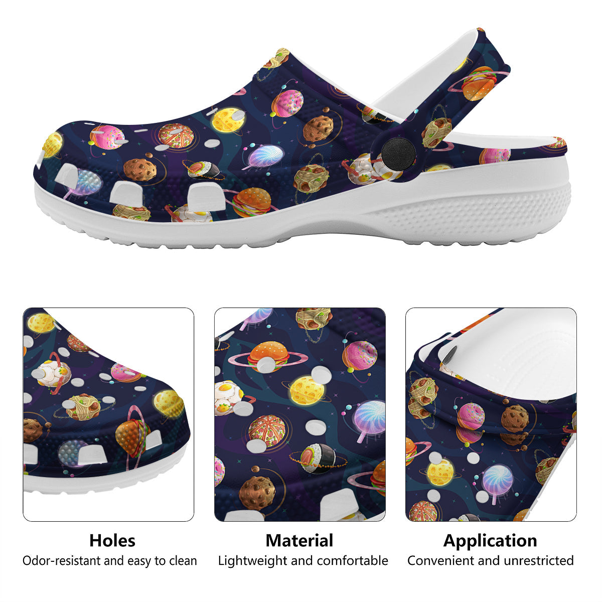Fantasy Food Planets Print Pattern Clog-grizzshop