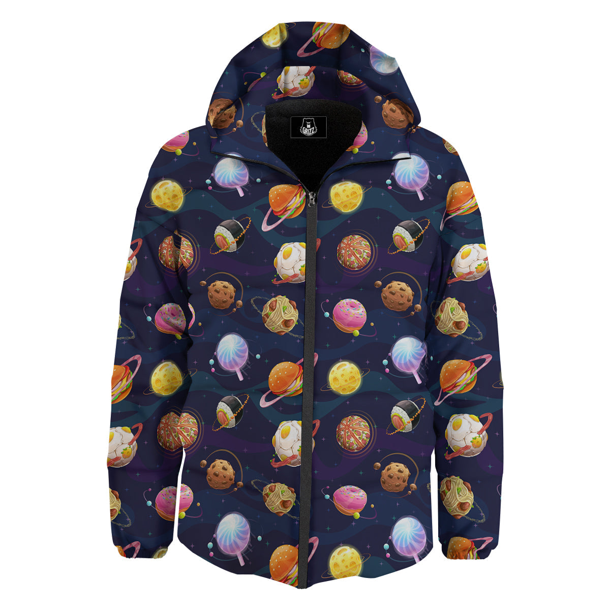 Fantasy Food Planets Print Pattern Down Jacket-grizzshop