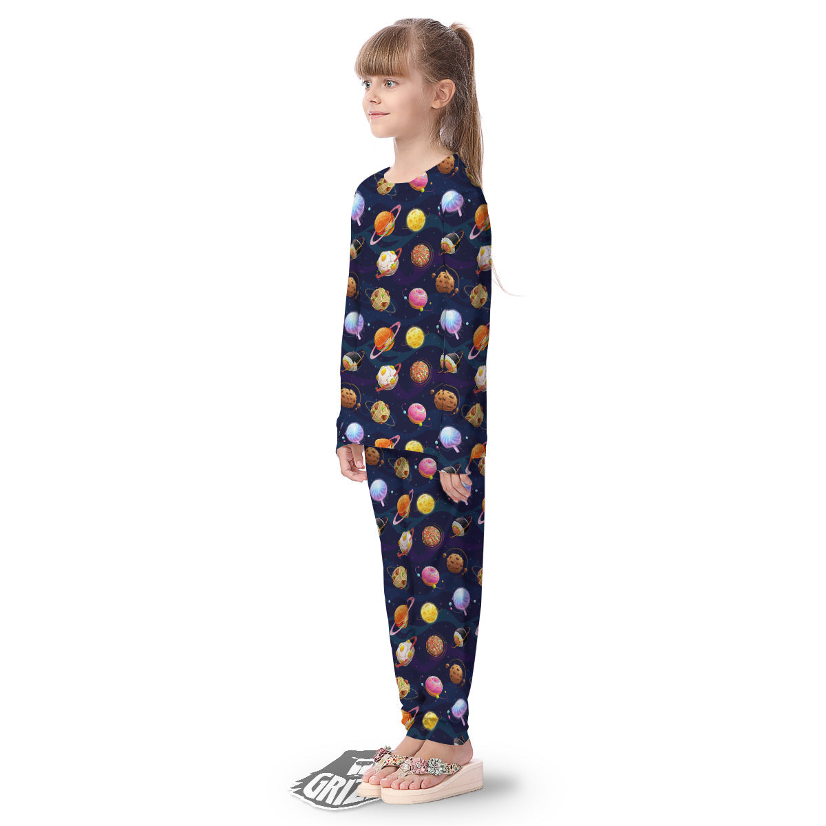 Fantasy Food Planets Print Pattern Kid's Pajamas-grizzshop