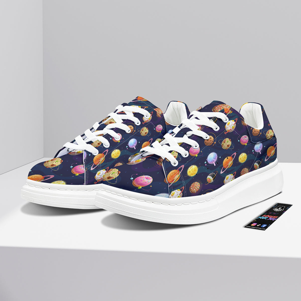 Fantasy Food Planets Print Pattern Platform Shoes-grizzshop