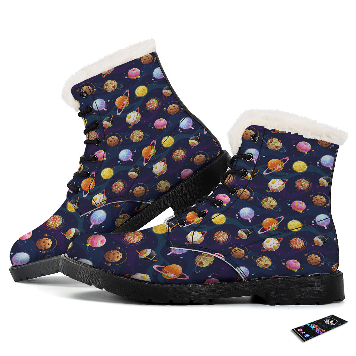 Fantasy Food Planets Print Pattern Winter Boots-grizzshop