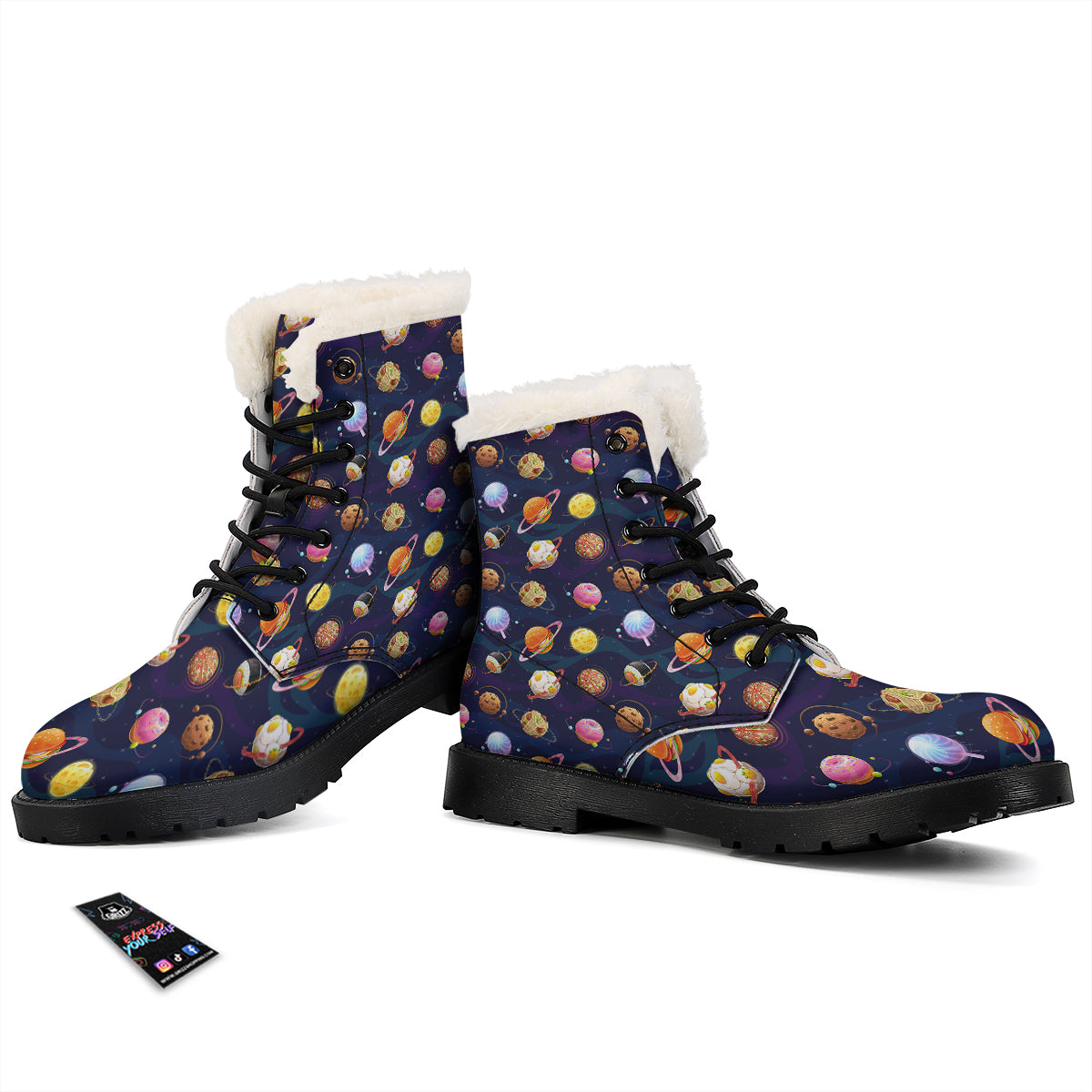 Fantasy Food Planets Print Pattern Winter Boots-grizzshop
