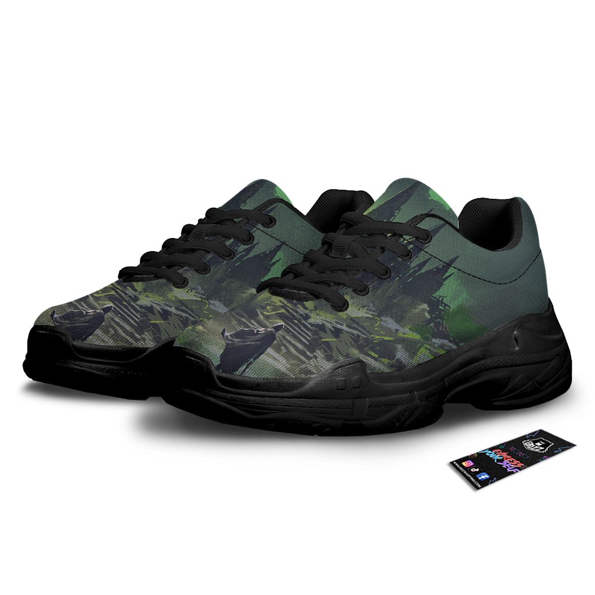 Fantasy Knight And Castle Black Chunky Shoes-grizzshop