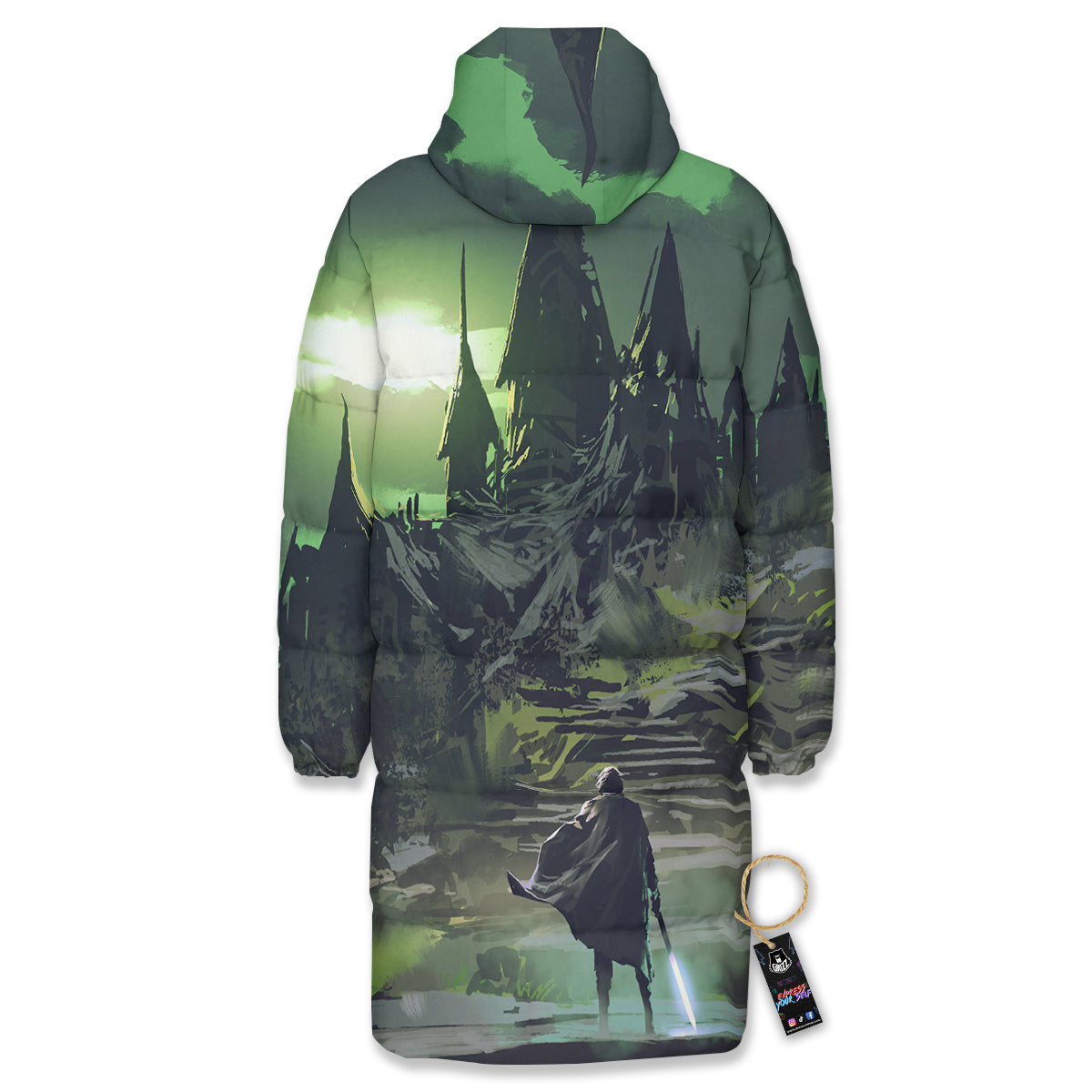 Fantasy Knight And Castle Long Down Jacket-grizzshop