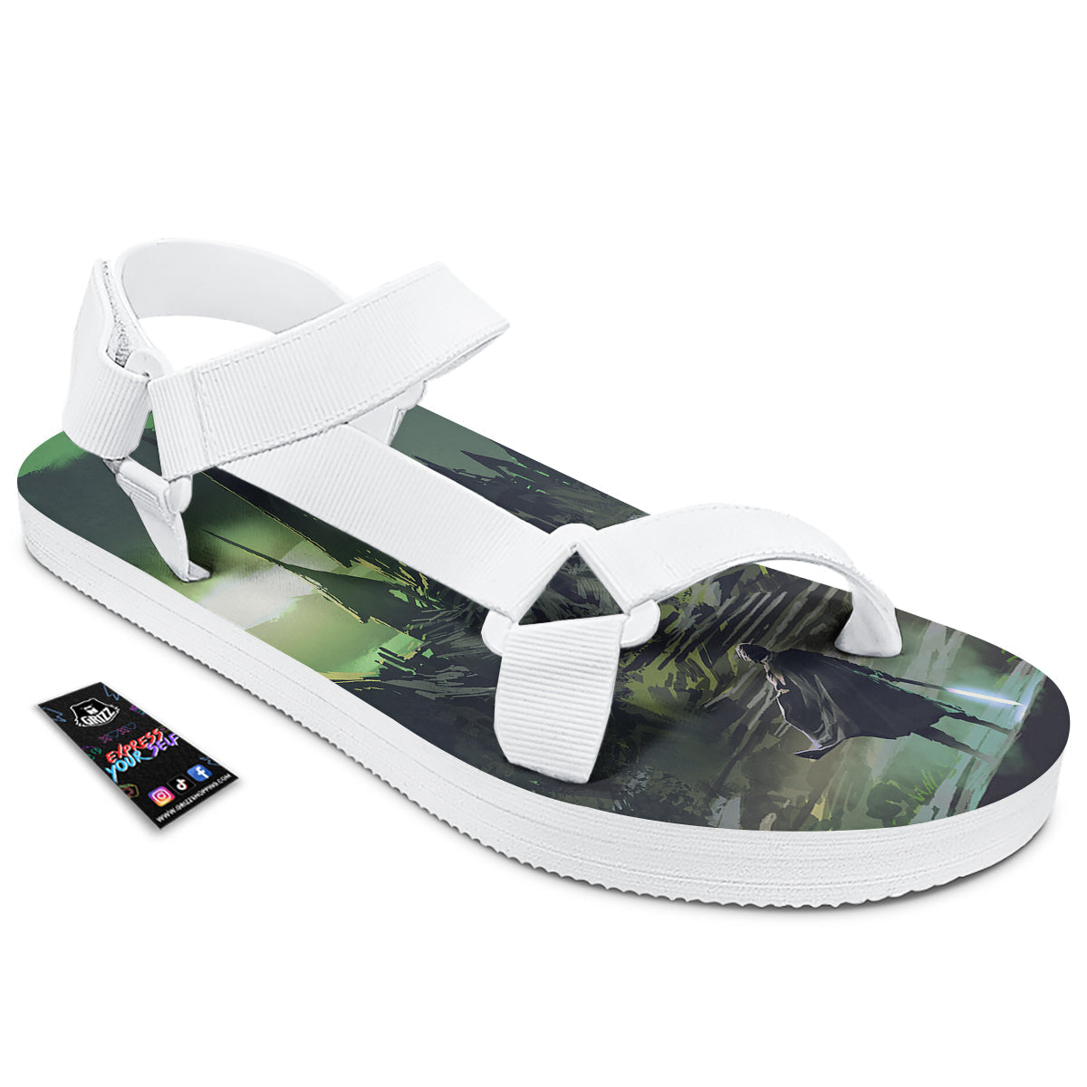 Fantasy Knight And Castle White Open Toe Sandals-grizzshop