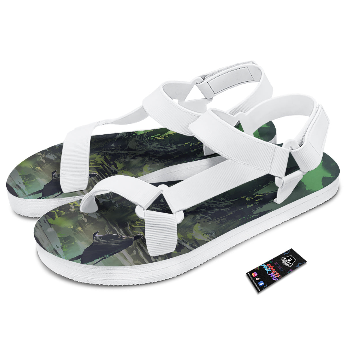 Fantasy Knight And Castle White Open Toe Sandals-grizzshop