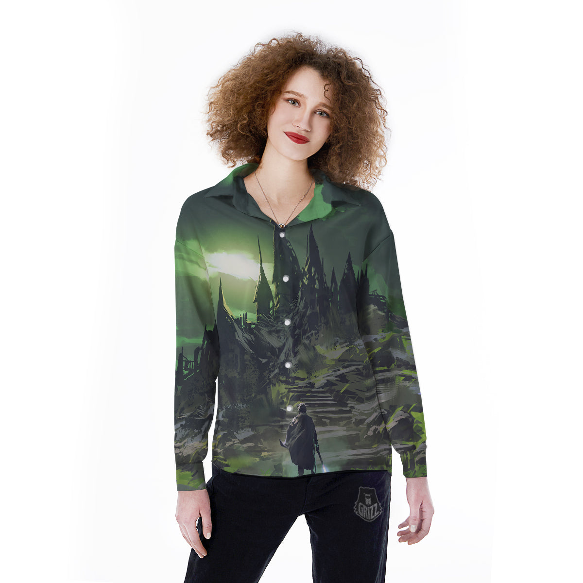 Fantasy Knight And Castle Women's Long Sleeve Shirts-grizzshop