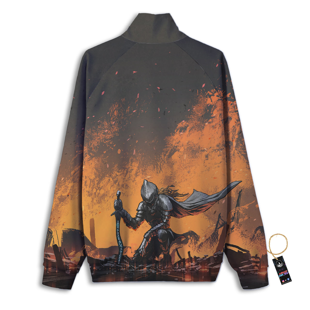 Fantasy Knight On Fire Print Track Jacket-grizzshop
