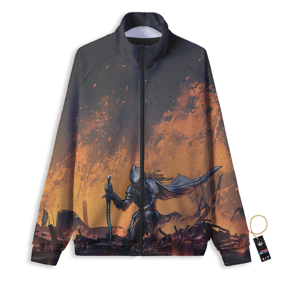 Fantasy Knight On Fire Print Track Jacket-grizzshop
