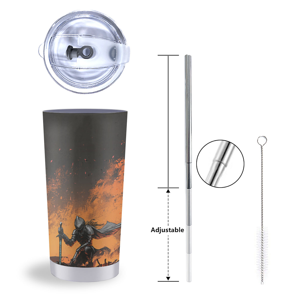 Fantasy Knight On Fire Print Tumbler-grizzshop