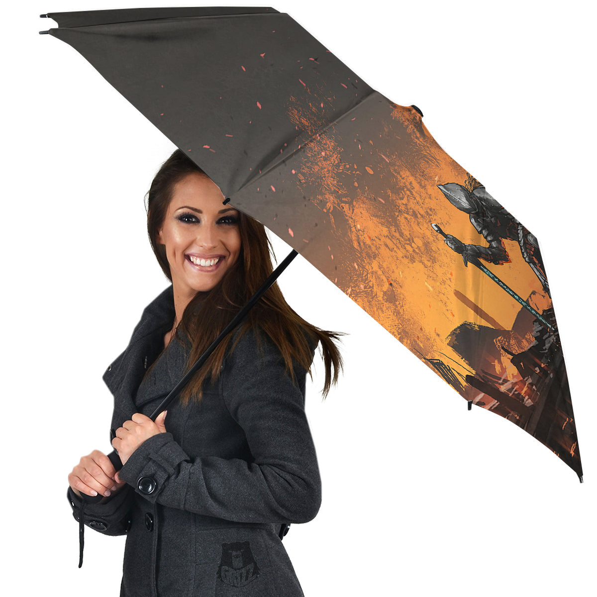 Fantasy Knight On Fire Print Umbrella-grizzshop
